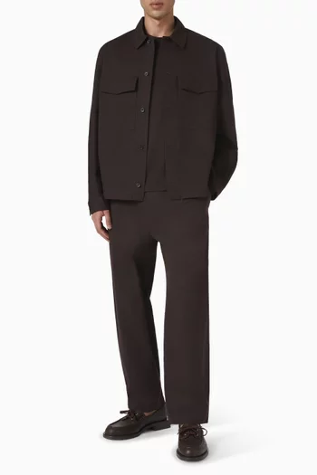 بنطال مزيج قطن قصير بقصة ساق مستقيمة