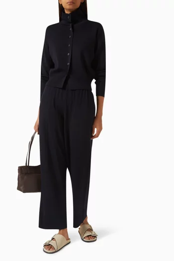 Funnel-neck Cardigan in Merino-wool