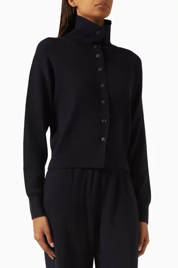 Funnel-neck Cardigan in Merino-wool