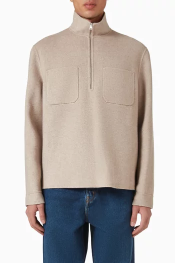 Double-faced Zip-up Sweatshirt in Wool