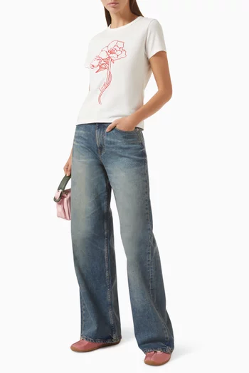 Archive Rose Outline T-shirt in Cotton