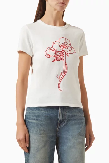 Archive Rose Outline T-shirt in Cotton