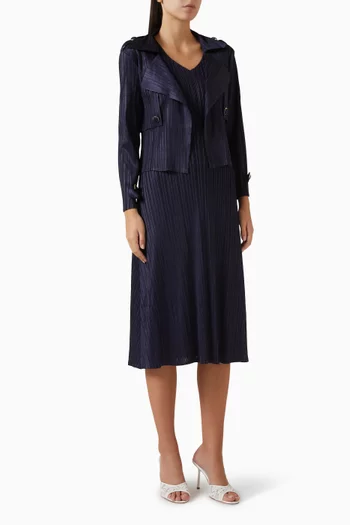 طقم جاكيت وفستان متوسط الطول اوليف