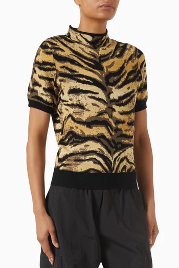 Tiger Mockneck Top in Viscose Blend