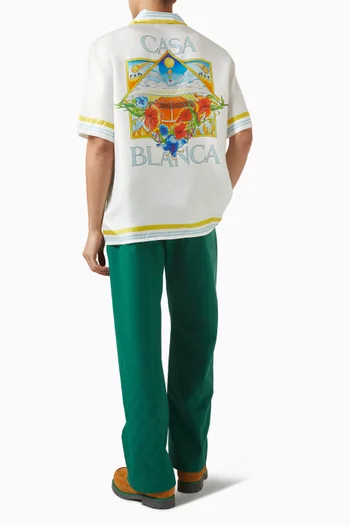 Tennis Landscape Cuban Shirt in Silk