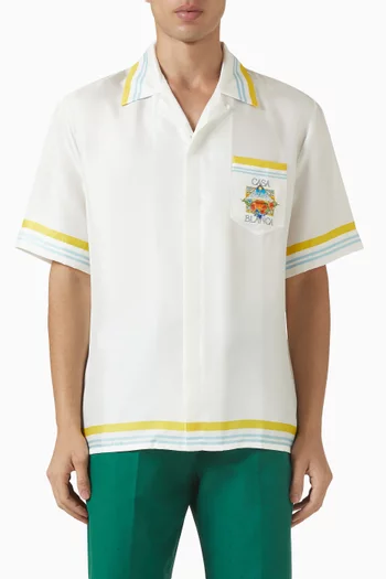 Tennis Landscape Cuban Shirt in Silk