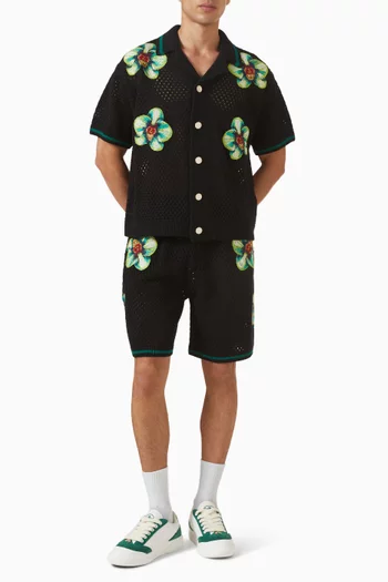 قميص بنقشة زهور أوركيد مشوشة كروشيه