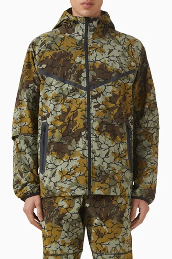 جاكيت ويندرانر بسحّاب كامل منسوج من قماش معالج