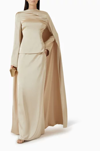 طقم فستان وكاب ستان