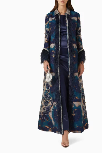 طقم جاكيت مطرز بالريش