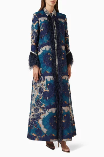 طقم جاكيت مطرز بالريش