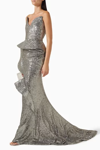 Glorious Sequin Strapless Gown