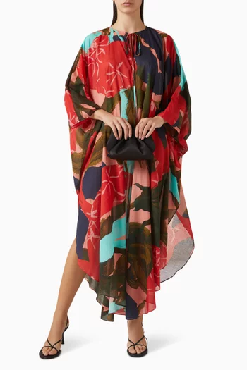 Arda Asymmetric Kaftan in Cotton Voile