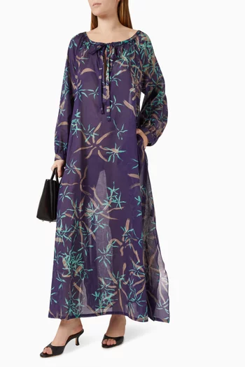 Paros Printed Dress in Cotton Voile