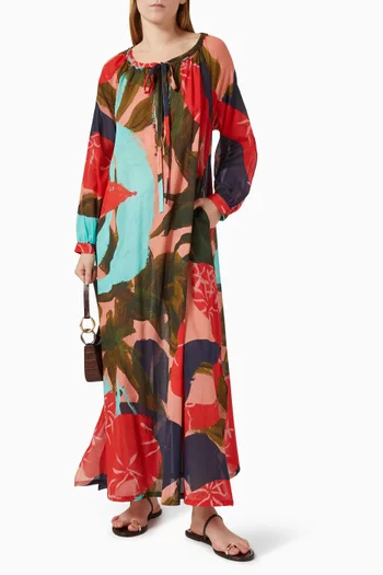 Paros Printed Dress in Cotton Voile