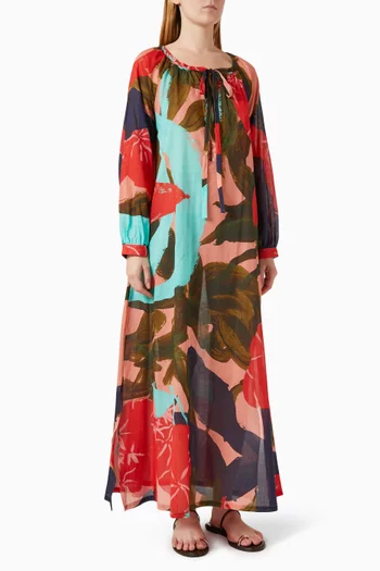 Paros Printed Dress in Cotton Voile