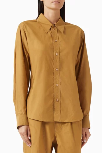 Pointed Collar Shirt in Cotton-silk