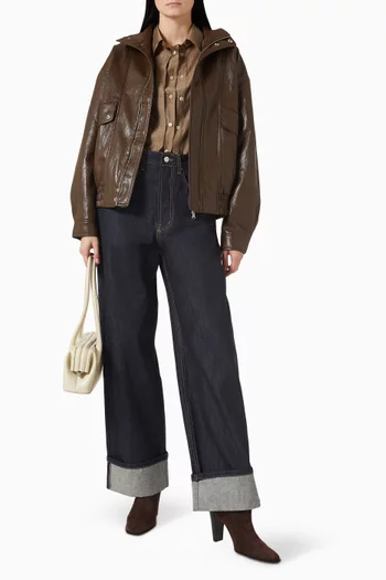 جاكيت بومبر سيلفا جلد صناعي