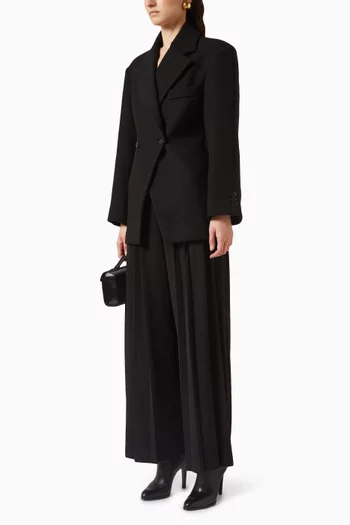 جاكيت نانجي بصفي أزرار وخصر مزموم