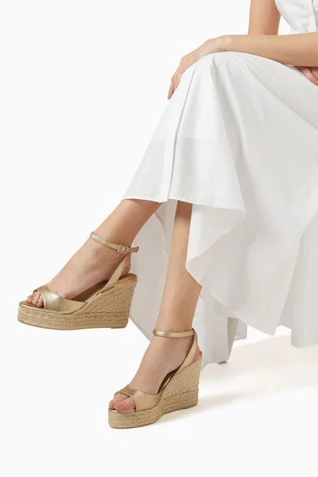 Brook 110 Wedge Sandals in Metallic Leather