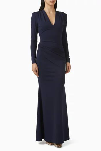 Gathered V-neck Dress