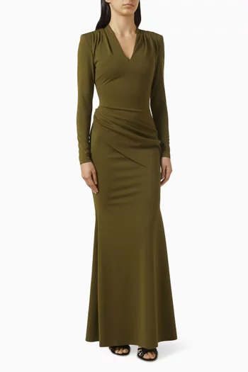 Gathered V-neck Dress