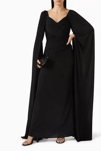 Ruched Cape Gown