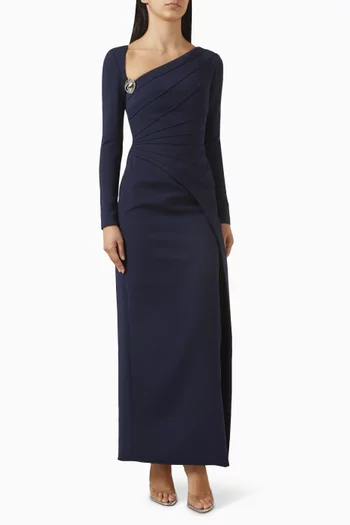 Asymmetric-neck Dress