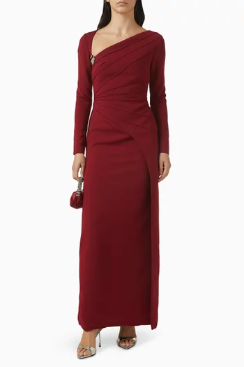 Asymmetric-neck Dress