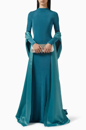 High-neck Shawl Dress