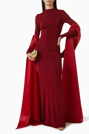 High-neck Shawl Dress