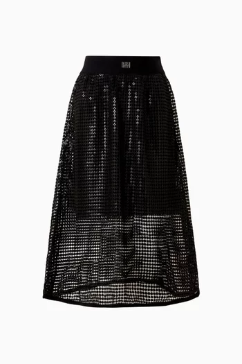 Logo Sequin Mesh Skirt