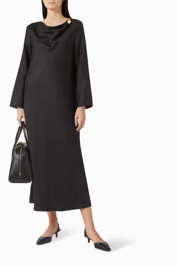 Zoya Draped Dress in Silk Twill