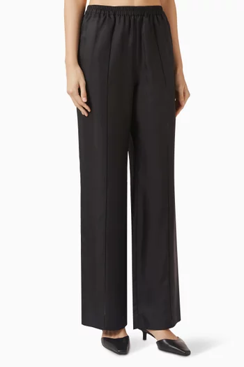 بنطال لارس بقصة ساق واسعة حرير تويل