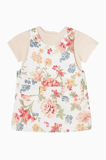 طقم فستان بنقشة زهور قطن