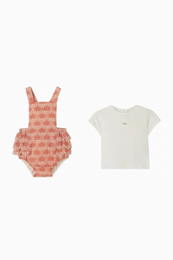 طقم أوفرول بكشكش وتي شيرت