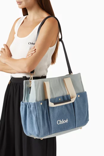 Logo Graphic Changing Bag in Denim