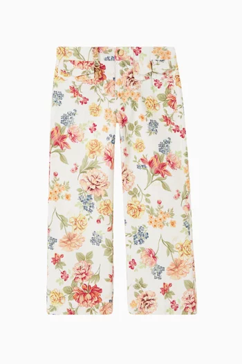 بنطال بقصة ساق مستقيمة ونقشة زهور