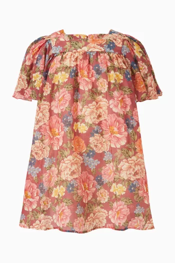 فستان مزين بالكامل بنقشة زهور