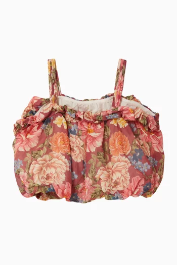 بلوزة قصيرة بنقشة زهور