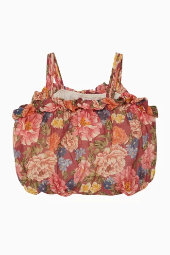 بلوزة قصيرة بنقشة زهور