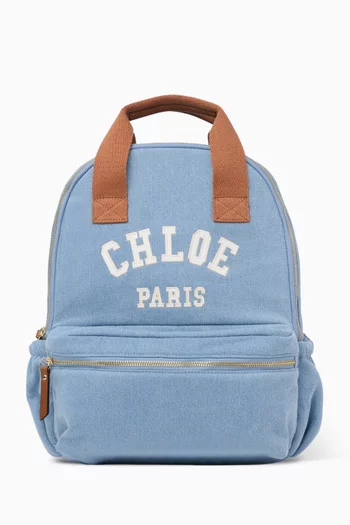 Logo Graphic Backpack in Denim