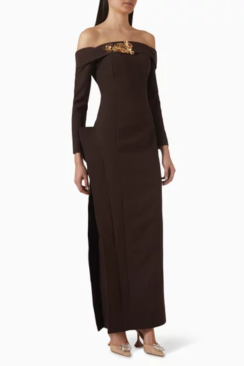 Floral-embellished Maxi Dress