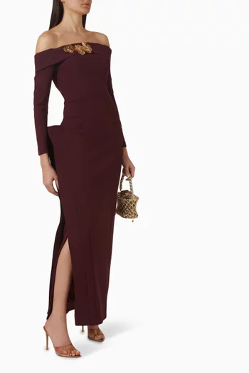 Floral-embellished Maxi Dress