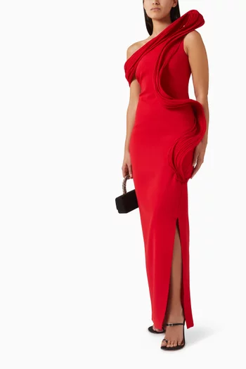One-shoulder Asymmetrical Maxi Dress