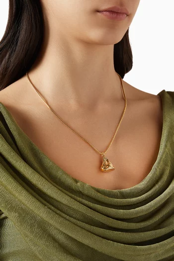 1990s Vintage Victorian Revival Fob Necklace in Gold-plated Metal