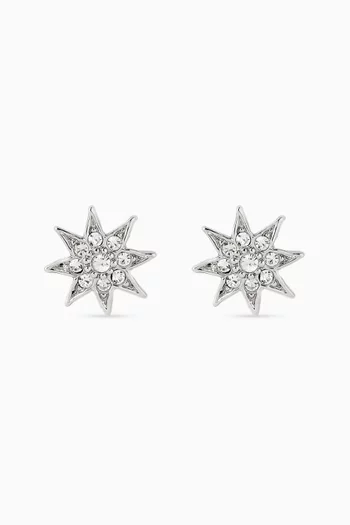 1980s Vintage Swarovski Crystal Star Earrings in Rhodium-plated Sterling Silver