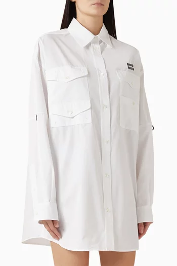 Logo Shirtdress in Cotton Poplin