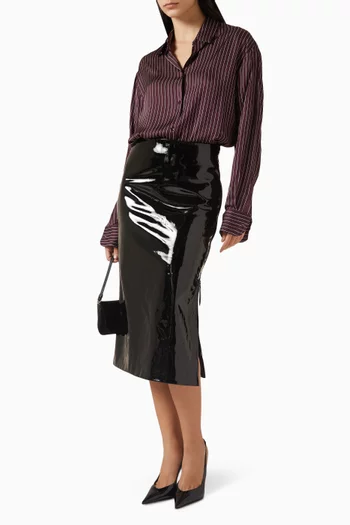 قميص بيري بنقشة مخططة ستان