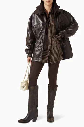 قميص بيري بنقشة مخططة ستان